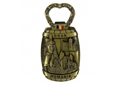 Magnet metalic Bran România (deschizător de sticle) auriu